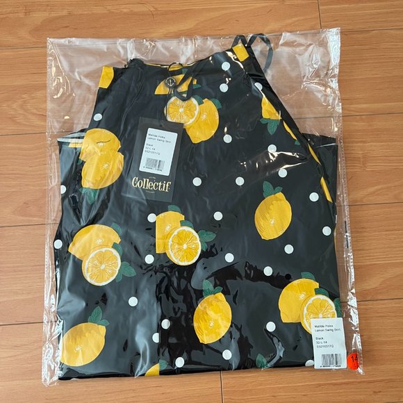 Collectif Mainline Matilde Polka Lemon Swing Skirt - Picture 10 of 11